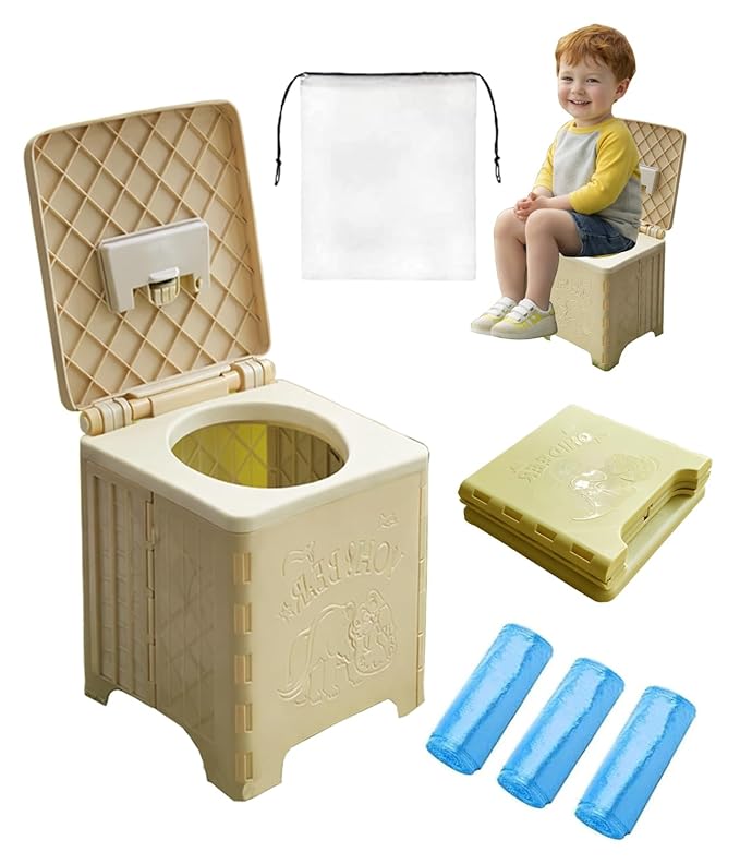 Travel Potty,Car Potty for Toddler,Portable Toilet for Kids,with Travel Bag and 45 Liners, Foldable, Indoor/Outdoor Use