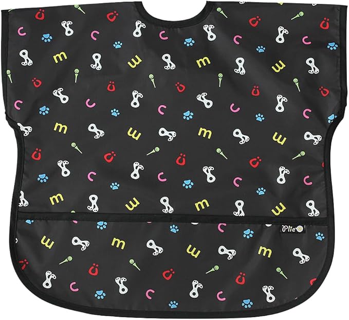 Plie Short Sleeve Waterproof Bib for Toddlers – Easy Clean Feeding Apron for Mealtime, Daycare, Self-Feeding, Lightweight