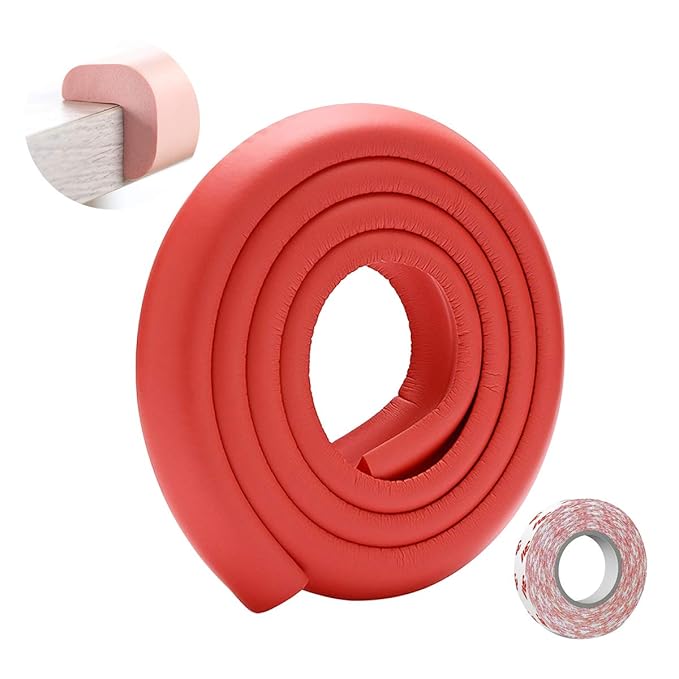 SONARIN Baby Safety Baby Edge & Corner Guards,2M/6.6ft Corner Protectors Furniture Table Edge Protectors L Shape with Strong Adhesive Tape,Colorful Child Protection(Red)
