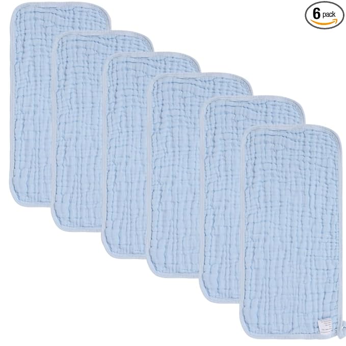 norinori Baby Burp Cloths Muslin Washcloths 6Pack - Muslin Burp Cloths Large 20''x10'' Extra Soft Absorbent Baby Burp Rags for Newborn 100% Cotton for Boys Girls Gift 6 Layers Machine Washable