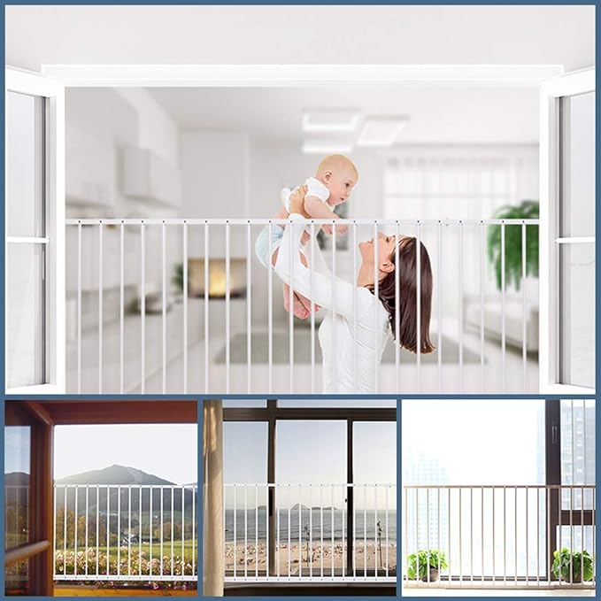 Fairy Baby Window Guards for Children, Adjustable Wide Child Safety Window Guard Prevents Accidental Falls, Home Security Childproof Interior Bar Guard for Windows Wide 61.41" - 86.61"(3 Panels)