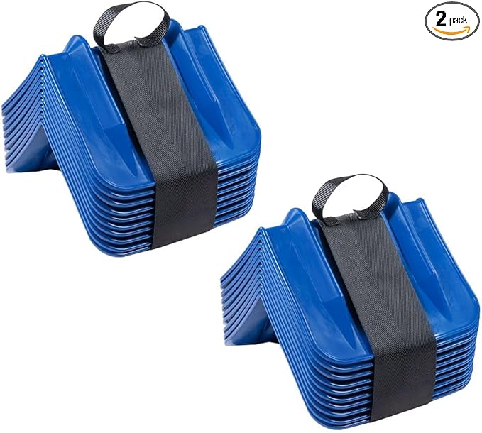 Mytee Products 20 Pack Blue Flatbed Edge Protectors w/Carrying Case & Webbing Handle - 8"x8"x10" Plastic V Shaped Corner Protectors for Cargo Loads & Tie Down Strap Guard - Fit 1 Strap Up to 4"
