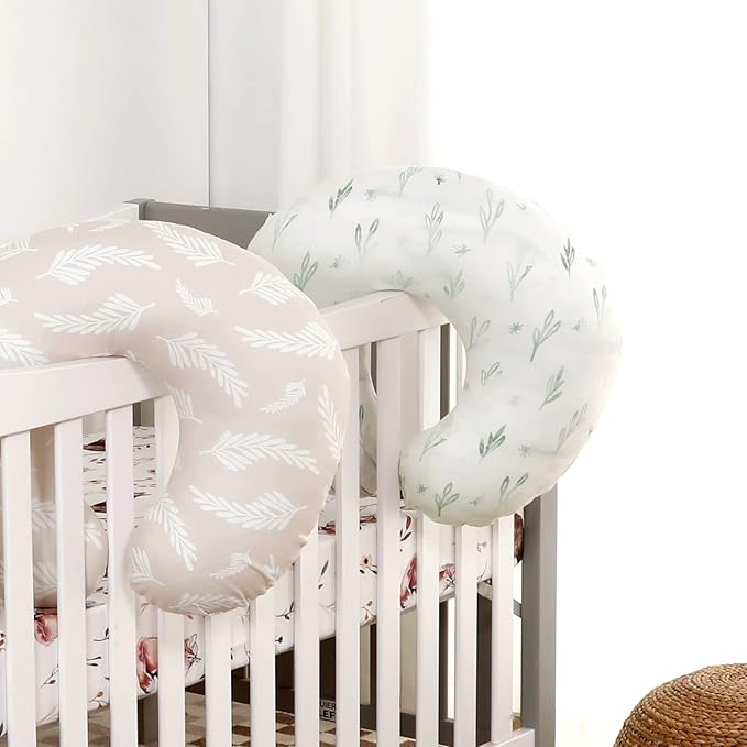 GRSSDER Soft Stretchy Minky Nursing Pillow Cover, Breastfeeding Pillow Slipcover for Boys & Girls, Nursing Pillow Case for Newborn, Stylish Watercolor Animals, Mint Green