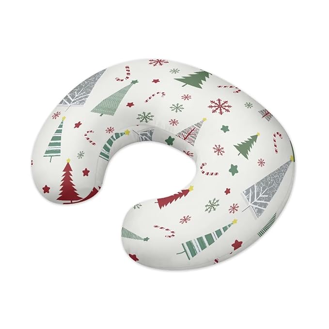 Nursing Pillow Cover, Christmas Decor Xmas Tree Nursing Pillow Slipcovers Ultra-Soft Stretchy Removable Slipcover for Breastfeeding Pillows for Baby Boys Girls