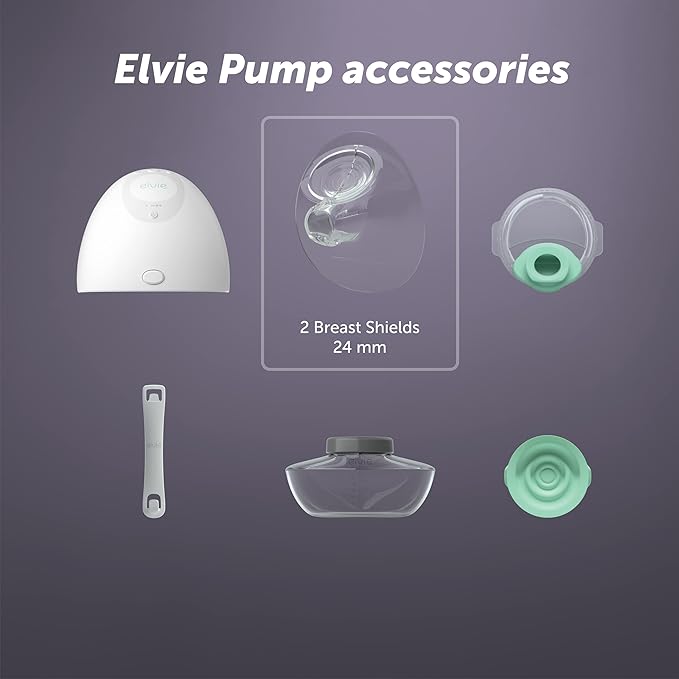 Elvie Breast Pump Breast Shield - 24mm - Nipple Flange for Pumping Breast Milk - Accessories & Breastfeeding Essentials for Electric Pumps - BPA Free, Dishwasher Safe - 2 Pack