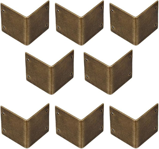 8Pcs Pure Brass 90 Degree Right Angle Corner Protector Corner Braces Camphorwood Box Corner Code Antique Edge Cover - Side Length: 1.2"