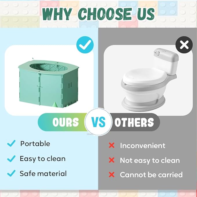 Travel Potty for Kids, 2025 New Reusable Portable Folding Potty for Toddler, Foldable Toilet for Outdoor Camping, Toddler Potty Seat (Green)