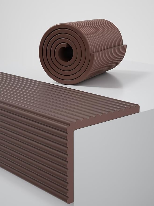 11.8''W Extra-Wide Edge Protector, 6.56FT 0.47''Th Baby Proofing Corner Guards, Safety Furniture Bumper, Pre-Taped, Thick Soft Rubber Foam Padding for Fireplace Table Stair Cabinet (Dark Coffee)