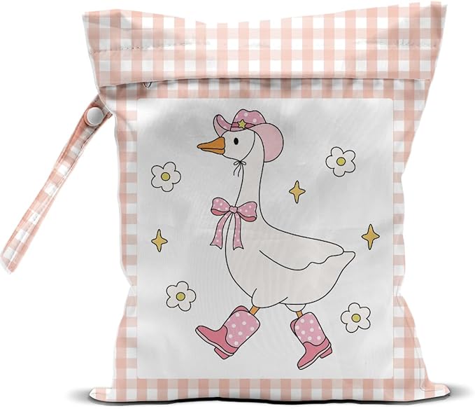 Wet Bag for Baby Swimsuit Kids Wet Dry Bag for Breast Pump Parts Diaper Bag Toiletries Daycare Organizer Beach Vacation Essentials Pink Silly Goose Plaid Travel Laundry Bags