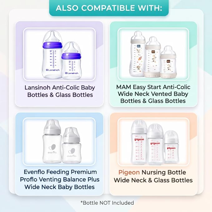 Sippy Spout Nipples for Philips Avent Anti-Colic Baby Bottles, 4-Count, Soft Spout, Food Grade Silicone, Variable Flow, Spill and Leak Proof, BPA-Free, Converts Bottle to Sippy Cup, 4+ Months