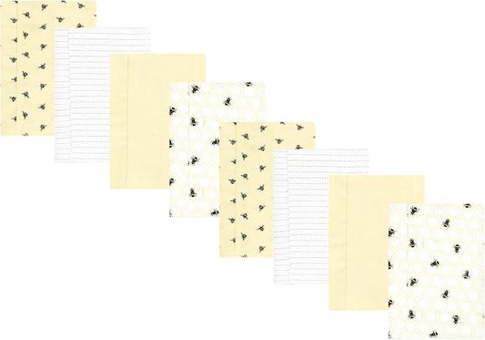 Hudson Baby Cotton Poly Flannel Burp Cloths Multipack, Honey Bee 8-Pack, One Size