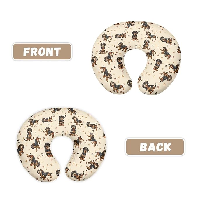 Jeiento Dachshund Nursing Pillow Covers Comfortable Pillowcase Dog Paw Dachshund Dogs Feeding Pillow Covers,Brown Breastfeeding Pillow Slipcover Fits U-Shaped Nursing Pillow