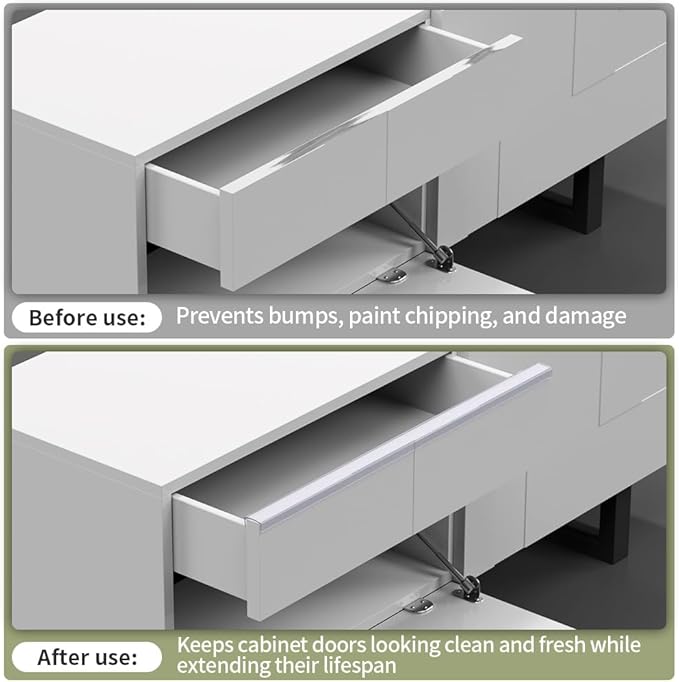 10 Pcs Cabinet Protector Edge Guard - 3/4" Thick Slip-On Plastic Edge Guard, Edge Protectors for Kitchen, Drawer Fronts, Desks and Shelves, 18" Length-Clear