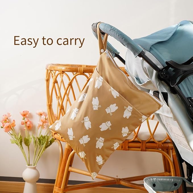 Wet Dry Bags with Two Zippered Pockets and Handle, Reusable Storage Bag for Breast Pump Parts & Baby Items, Waterproof Diaper Bags, Yoga Gym Bag for Swimsuits or Wet Clothes-2pcs, 11.8*15.75"