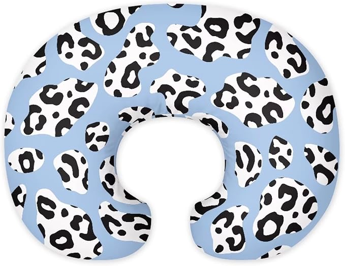 Blue Cow Print Feeding Pillow Covers Washable & Breathable Nursing Pillow Slipcovers Breastfeeding Newborn Feeding Cushion Cover Practical Gift, Best Choice for Mom Cover Only