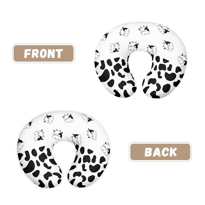 Cute Black Cow Spots Nursing Pillow Covers for Breastfeeding and Bottle Feeding Ultra Soft Pillowcase Comfortable Removable Covers