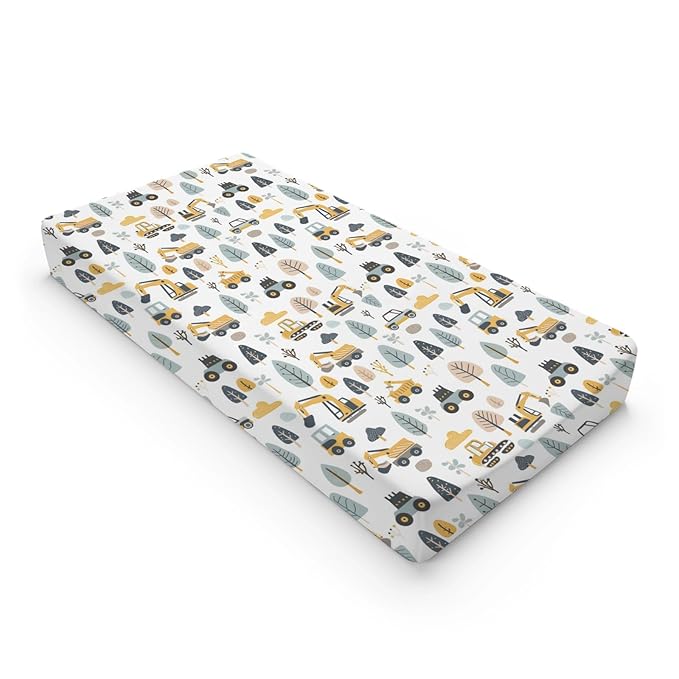 Cartoon Car Transportation Construction Truck Trees Baby Changing Pad Cover,Unisex Car Nursery Diaper Changing Table Pad Mat Sheet for Boys Girls-16x32