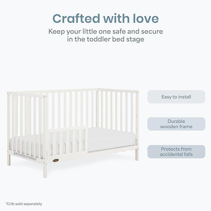 Dream On Me Toddler Guard Rail for Convertible Crib, Solid Wood Bed Rail for Toddler Bed Conversion, Cannoli Cream