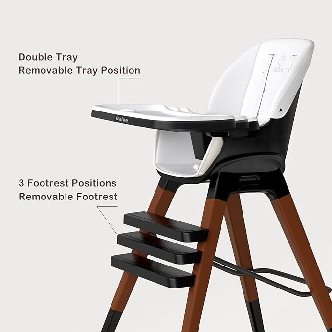 GAIVE 8 in 1 Convertible Wooden High Chair, Adjustable Baby High Chair for Babies and Toddlers with Tray, Easy to Clean, Grow with Family|Booster|Learning Table|High Stool