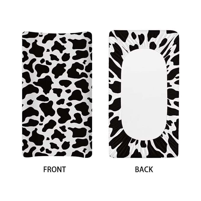 Cow Print Diaper Changing Pad Cover Waterproof Changing Pad Cover for Newborn Babies Girls Boys 16 X 32 Cradle Mattress Sheets