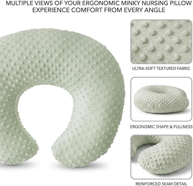 Nursing Pillow, Breastfeeding Pillows with Removable Cover for Mom with Breathable Filling, Ergonomic Baby Feeding Essentials for Bottle and Breastfeeding (Green)