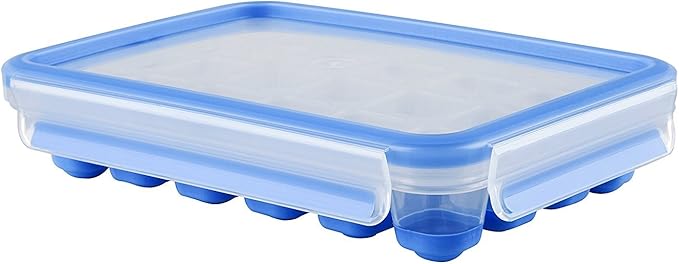 Emsa Clip and Close 2.0 Ice Cubes Box, Plastic, Blue/Transparent