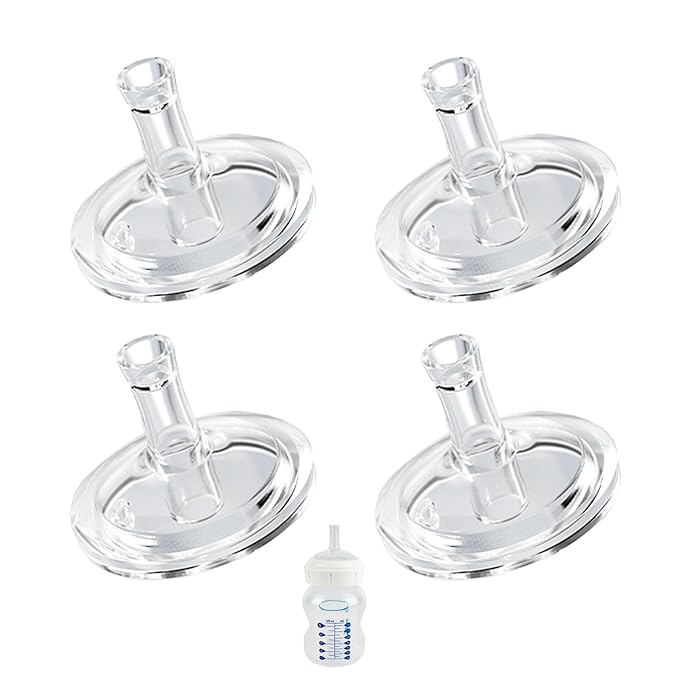 Sippy Straw Nipples for Dr. Browns Wide Neck Baby Bottles, Trainer Sippy Cup 100% Food Grade Silicone Soft Nipple, 8m+, Pack of 4