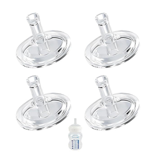 Sippy Straw Nipples for Dr. Browns Wide Neck Baby Bottles, Trainer Sippy Cup 100% Food Grade Silicone Soft Nipple, 8m+, Pack of 4