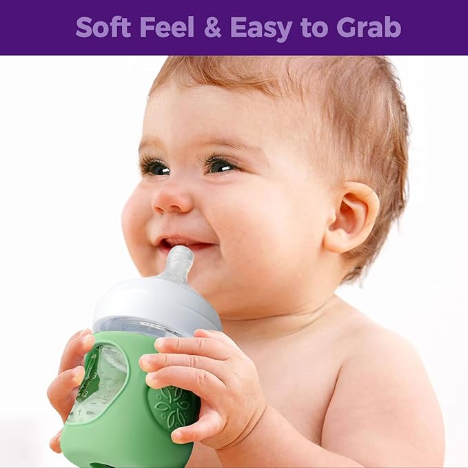3 Pack Silicone Sleeve for Philips Avent Glass Bottle - Shatter Proof Natural Silicone Bottle Sleeve for Anti Colic Baby Bottles 8 oz & 4 oz - Anti Flow Sleeve for Infant Bottles