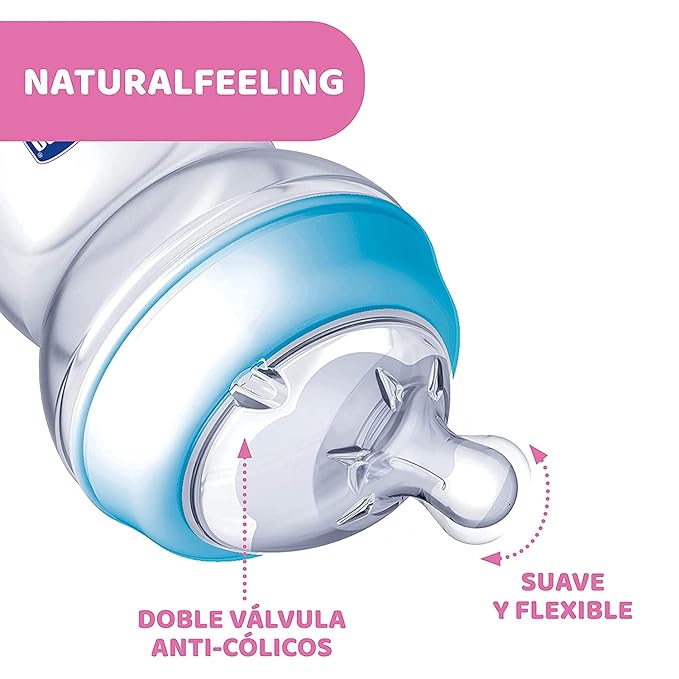 Natural Feeling Chicco Baby Bottle 250ml 2Mesi + Bimbo