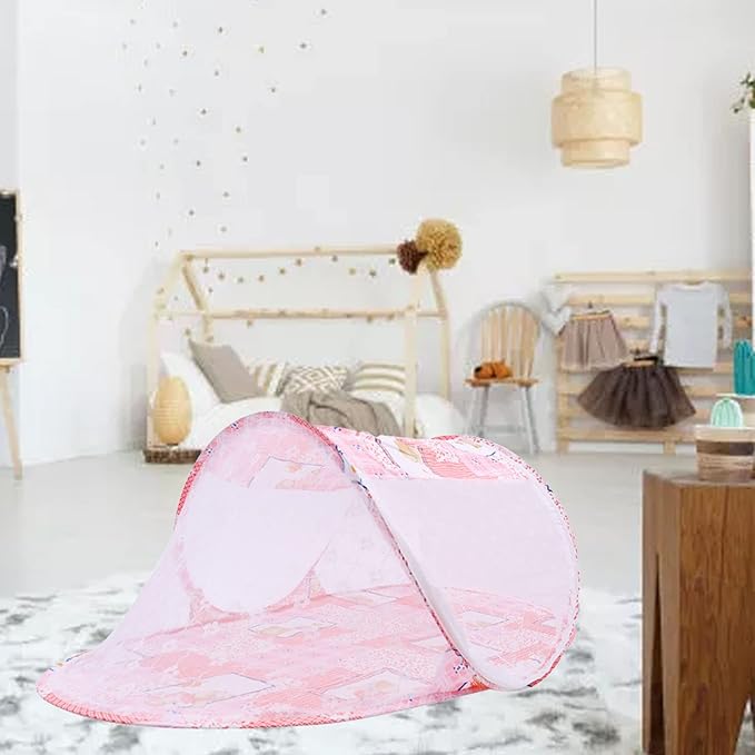 Baby Crib Net Tent, Zipper Closure Folding Portable Breathable Baby Bed Net Cover for Infant (Pink)