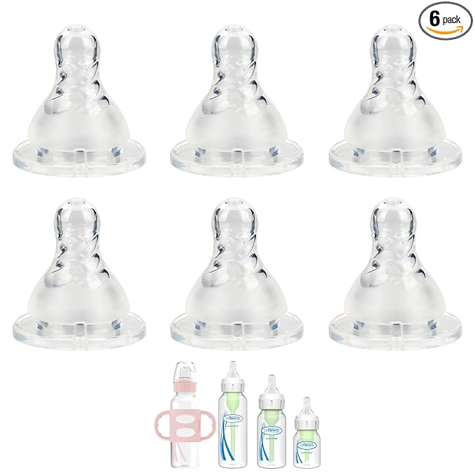 Silicone Nipple for Dr. Brown’s Natural Flow Level 3 Narrow Baby Bottle, Medium-Fast Flow, 6m+, 6 Count