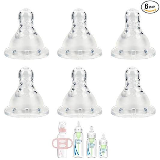 Silicone Nipple for Dr. Brown’s Natural Flow Level 4 Narrow Baby Bottle, Fast Flow, 9m+, 6 Count