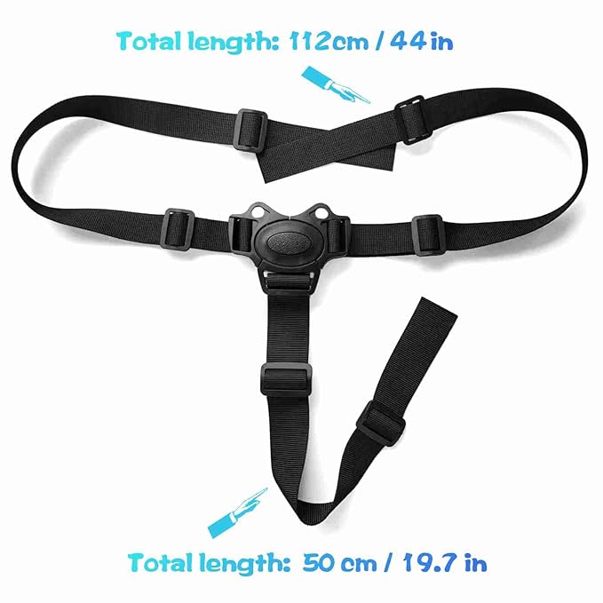 Adjustable 3 Point Harness Baby High Chair Straps, Nylon Tape, Strong Adhesive, Lightweight, Portable, for Baby Kid Stroller, Pushchair