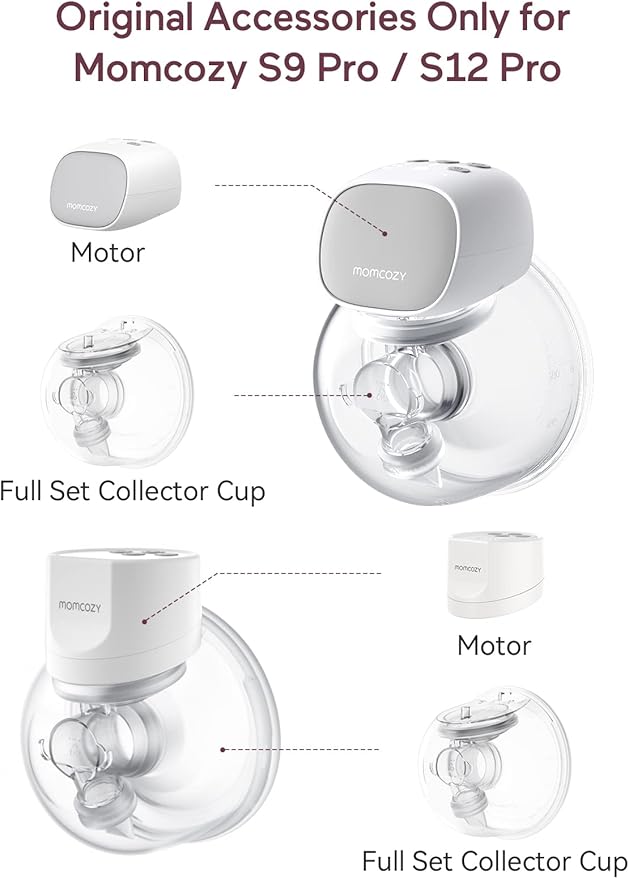 Momcozy Original S9 Pro/S12 Pro Replacement Accessories, Only Compatible with Momcozy S9 Pro/S12 Pro, NOT for S9/S12/S12Pro-Quick (Double-Sealed Full Set Collector with 24mm Flange,180ml, 1 Pack)