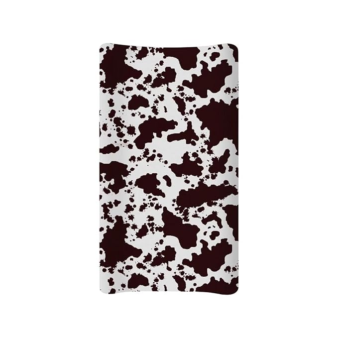 Brown Cow Print Changing Pad Cover for Baby Girls Boys Soft Breathable Diaper Changing Pad Cover with Elastic Edge Removable Bassinet Cradle Mattress Sheets 32x16