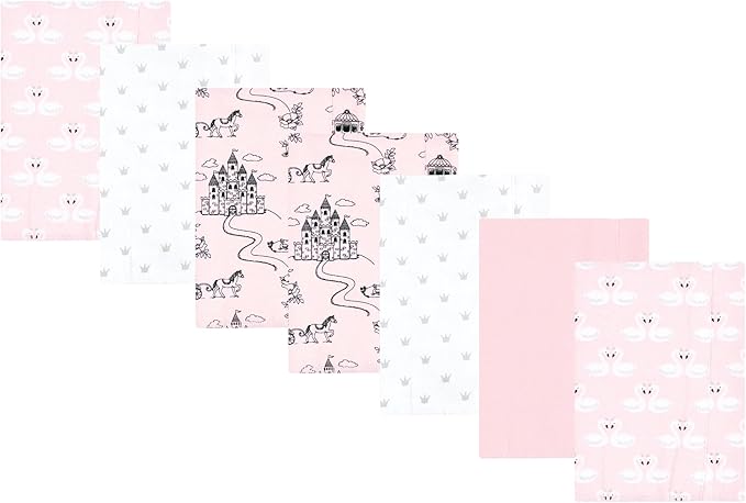 Luvable Friends Hudson Baby Flannel Burp Cloths 7pk, Pink Princess