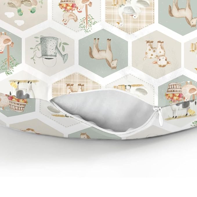 Farm Party Nursing Pillow Covers for Boy Girl Farm Cow Pig Horse Duck Chick Meadow Tractor Nursery Pillow Slipcover for Breastfeeding Pillows Farm Animals Life Soft Stretchy Cover for Newborn Infant