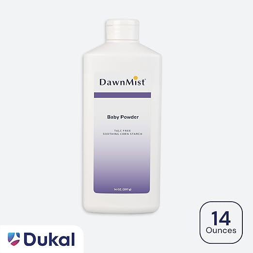 Dukal BP1412 Dawn Mist Baby Powder, Cornstarch, 14 oz., Pack of 12