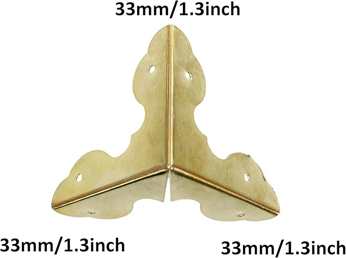 24PCS 1.3” Metal Box Corner Protector, Gold Triangle Edge Decorative Case Corner Edge Guard Protector Metal Cabinet Table Edge Cover