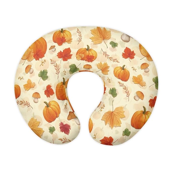 Pumpkin Nursing Pillow Cover for Baby Boys, Fall Decorations Indoor Maple Leaf Breastfeeding Pillow Slipcover, Boo Ghost Bat Pillowcase for Newborn Infant Cover Only