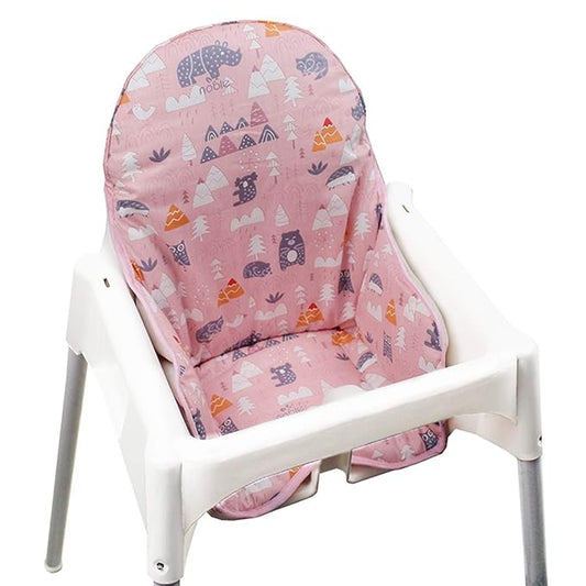 ZARPMA Cotton Seat Covers for IKEA Antilop Highchair,Cotton Surface and Padded,Forest Pattern Foldable Baby Highchair Cover for IKEA Child Chair Cushion (Pink Forest)