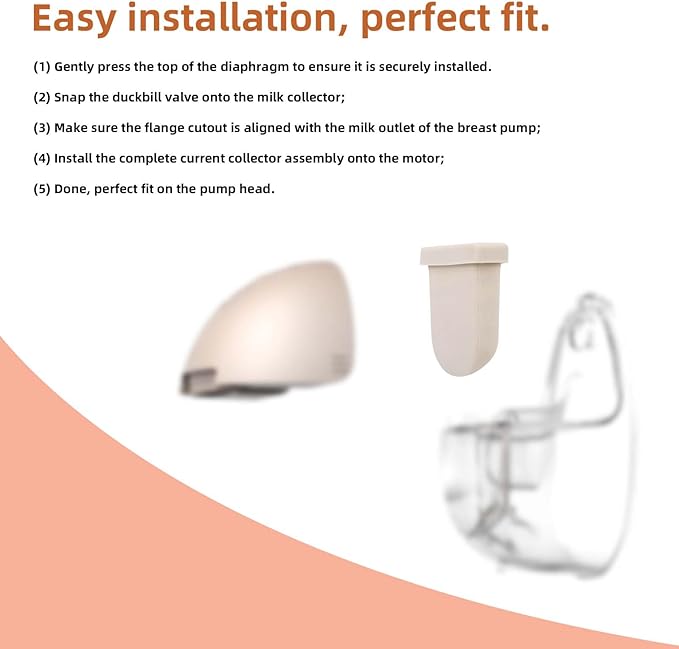8pcs Replacement Parts for eufy Breast Pump, 4 Silicone Diaphragms & 4 Duckbill Valves Accessories Kit Compatible with eufy S1 Pro, S1, E10, E20 Wearable Breast Pump