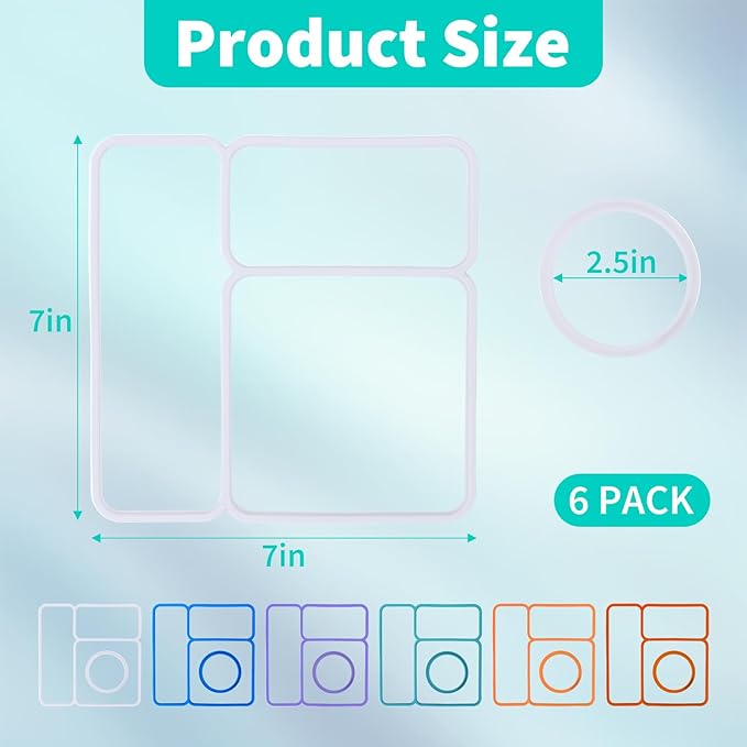 6 Pack Replacement Seal Gaskets Compatible with OmieBox Bento Box Lid, Silicone Lid Seal Gasket for OmieBox, Leak-Proof Seal Ring Accessory, Keep Freshness, BPA-Free Kids Lunch Box Replacement Parts