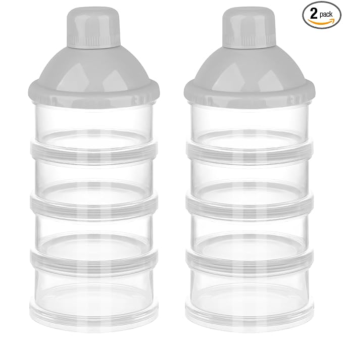 Accmor Formula Dispenser On The Go, 4 Compartments Stackable Formula Container for Travel, Baby Milk Powder Kids Snack Container, BPA Free ﻿