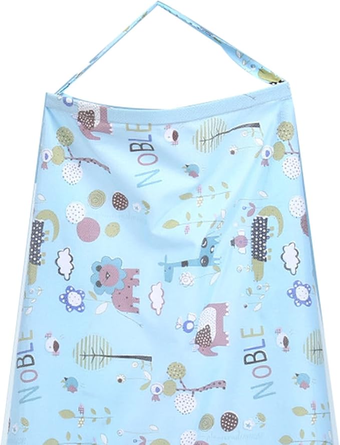 Garosa Breastfeed Nursing Cover Breathable Baby Nursing Coverage Blanket with Elastic Shoulder Straps Lightweight Breathable Cotton Feeding Cover (Blue)