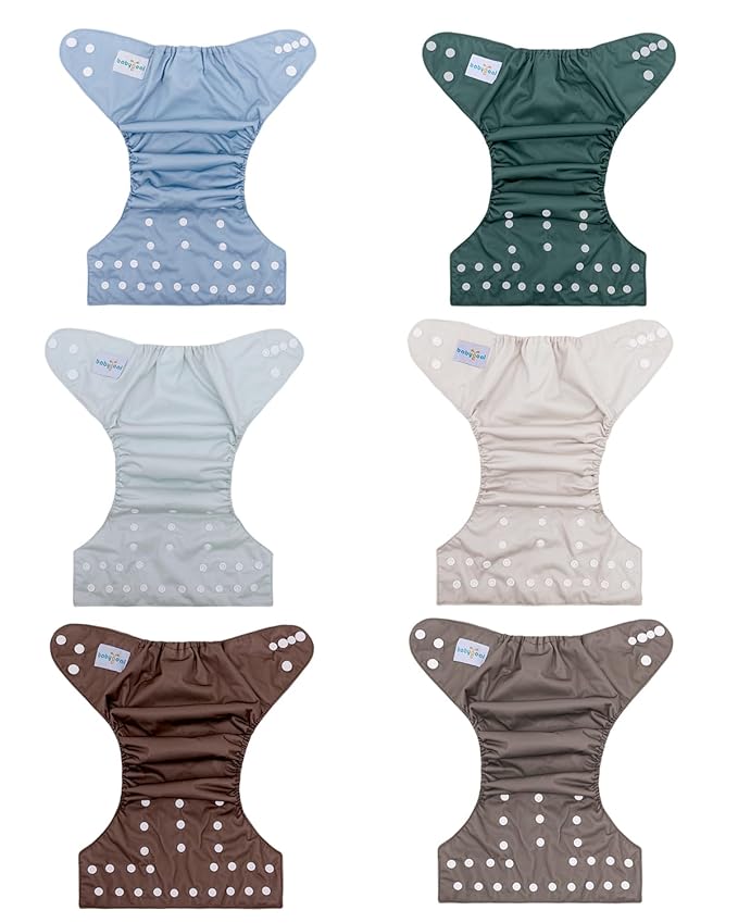 babygoal Cloth Diapers Pack of 13, Baby Reusable Washable Pocket Nappy, 6pcs Diapers+6pcs Rayon from Bamboo Inserts+Wet Bag