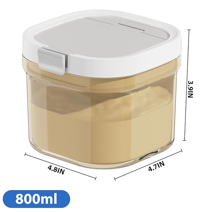 Baby Formula Dispenser On The Go, Formula Holder for Travel, Formula Container to Go, Candy Fruit Snack Storage Container with Magnetic Scoop and Leveller