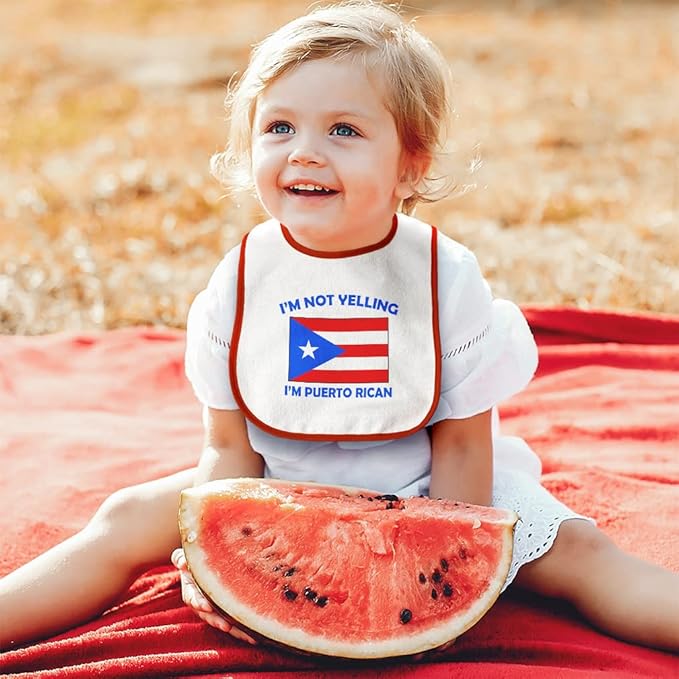 Toddler & Baby Bibs Burp Cloths Not Yelling I'm Not Yelling I Am Puerto Rican Countries Cotton Baby Items for Baby Girl & Boy White Design Only