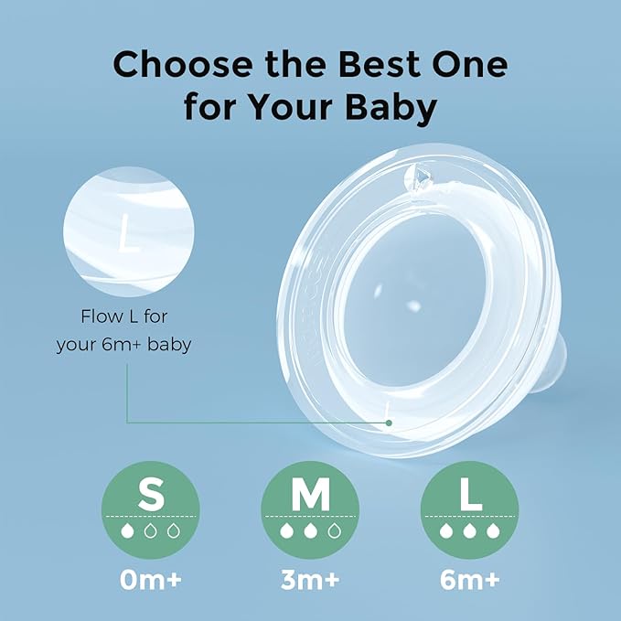Momcozy Soft Baby Nipple Premium Natural Flow Silicone for Wide-Neck Bottles, BPA-Free, Perfectly Compatible Breast Milk Cooler, Large (Pack of 2)